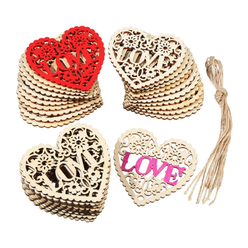 Embellish Craft - 10pcs Wooden Hearts Unfinished Wood Pieces