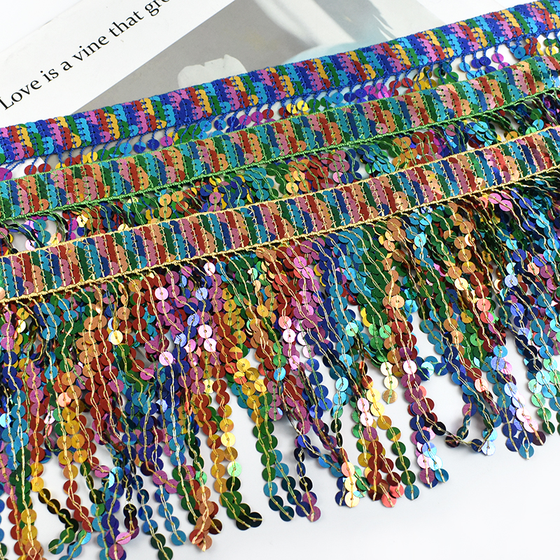 Fringe Ribbon Sewing - 5/10Yards Sequin Fringe Tassel 16cm Rainbow