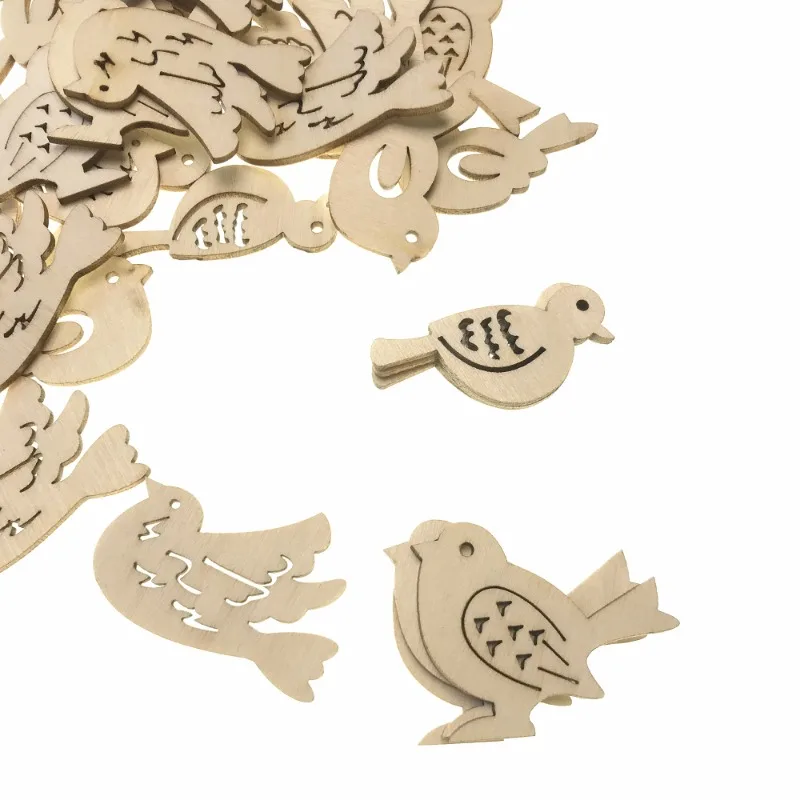 50pcs Wooden Bird Pattern DIY  - Embellishments For Scrapbooking avaliação e preço