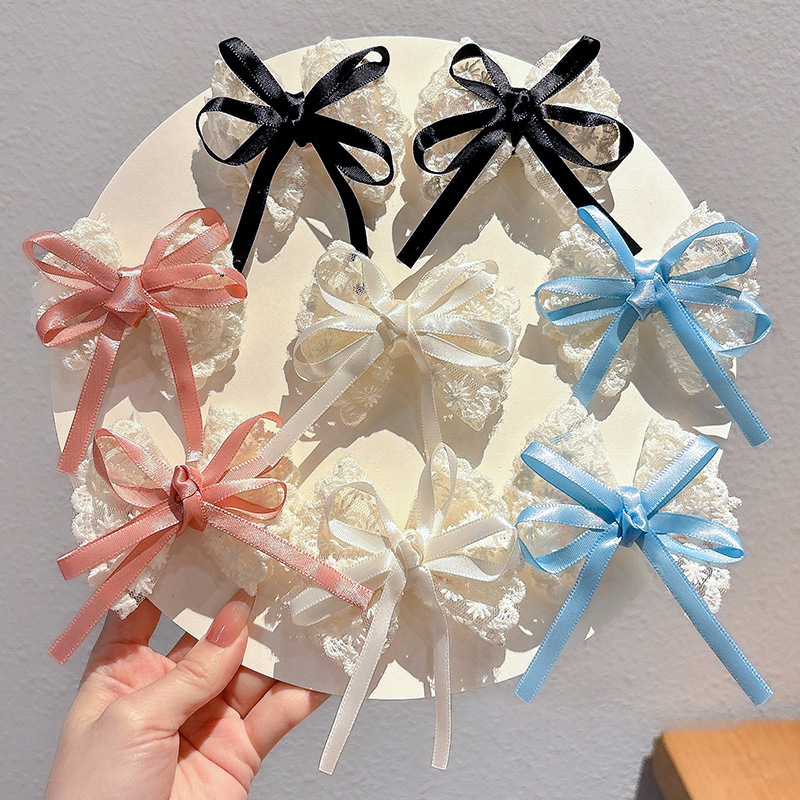 2Pcs Elegant Lace Bow Hairpins - Lace Ribbon Trim avaliação e preço