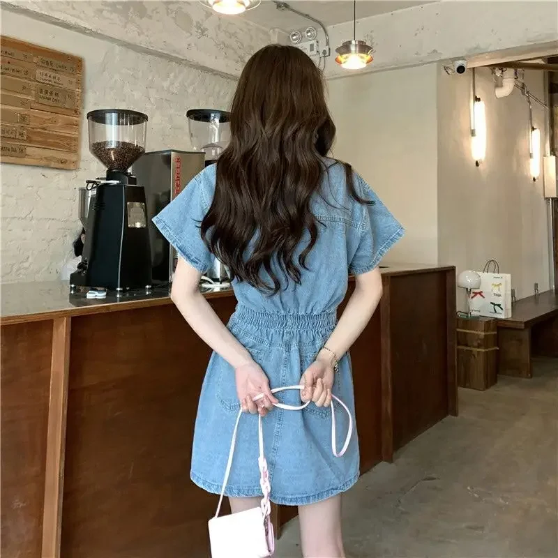 New Sweet Women Denim Short Dr - Embellish Knit avaliação e preço