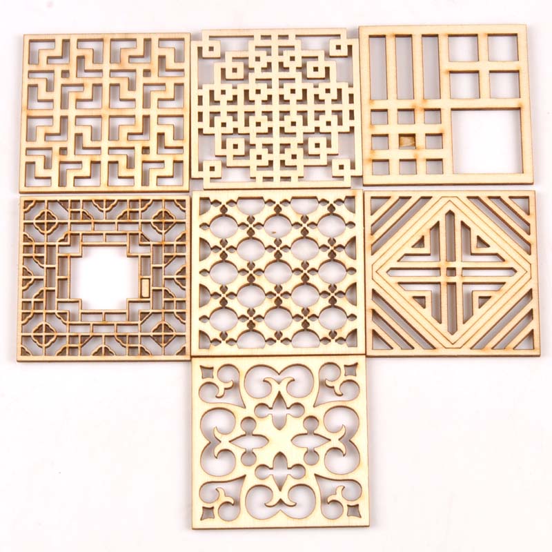 5Pcs/set Wood Handicraft hollo - Embellishments For Scrapbooking avaliação e preço
