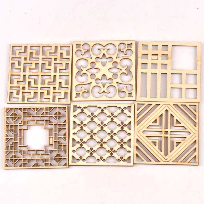 5Pcs/set Wood Handicraft hollo - Embellishments For Scrapbooking avaliação e preço