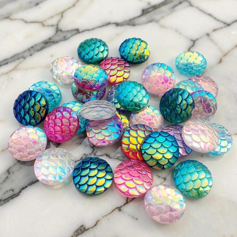 80pcs 12mm Mermaid Fish Scale  - Embellishment Glue Craft avaliação e preço