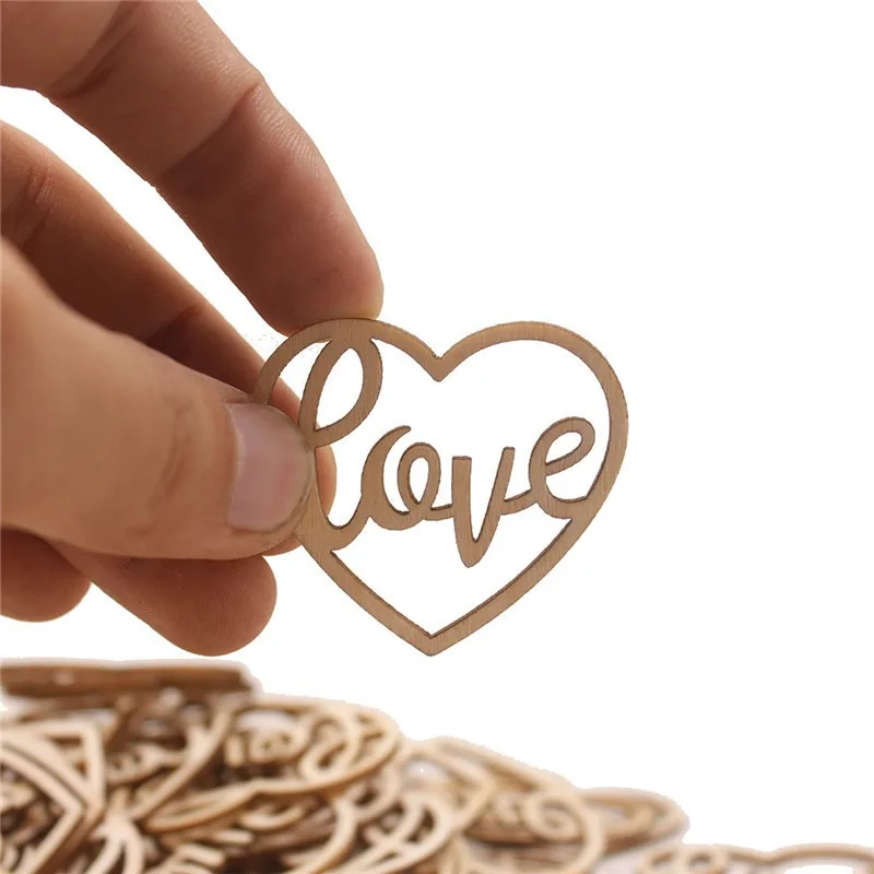 50pcs Heart Wooden Ornament He - Embellish Craft avaliação e preço