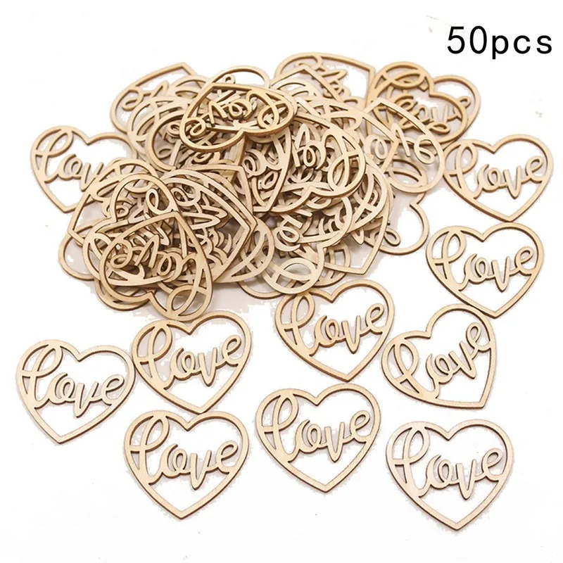 50pcs Heart Wooden Ornament He - Embellish Craft avaliação e preço