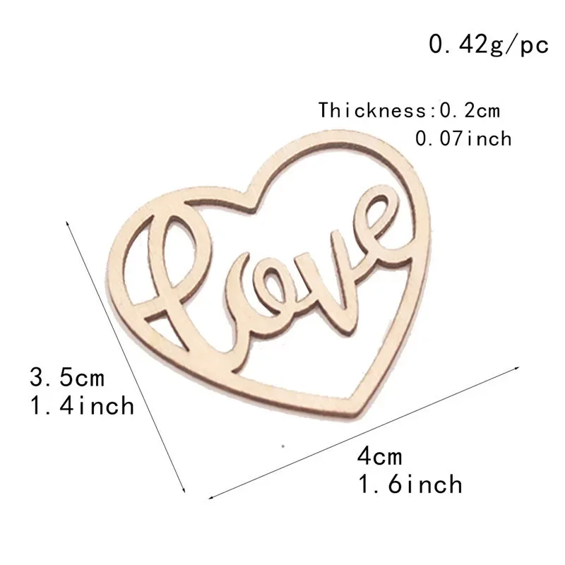50pcs Heart Wooden Ornament He - Embellish Craft avaliação e preço