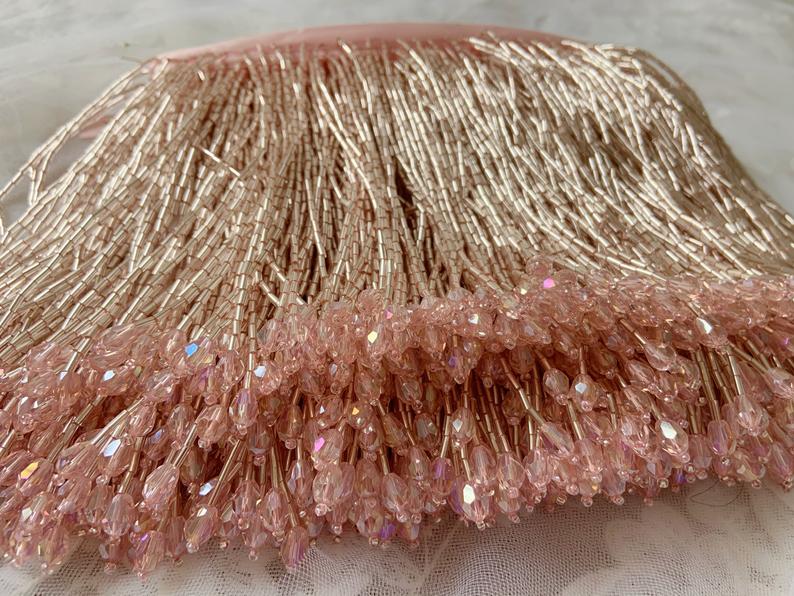 1 Yard Green Bead Fringe Tasse - Beaded Trim Fringe avaliação e preço