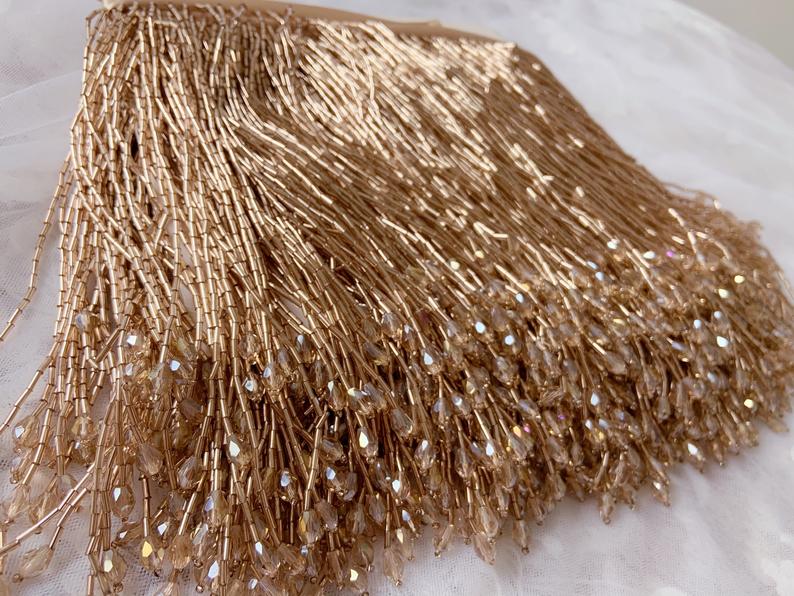 1 Yard Green Bead Fringe Tasse - Beaded Trim Fringe avaliação e preço