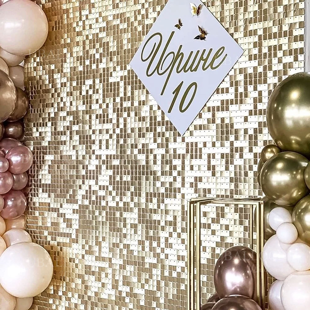 Champagne Gold Shimmer Backdro - Sequin Fabric Panel avaliação e preço