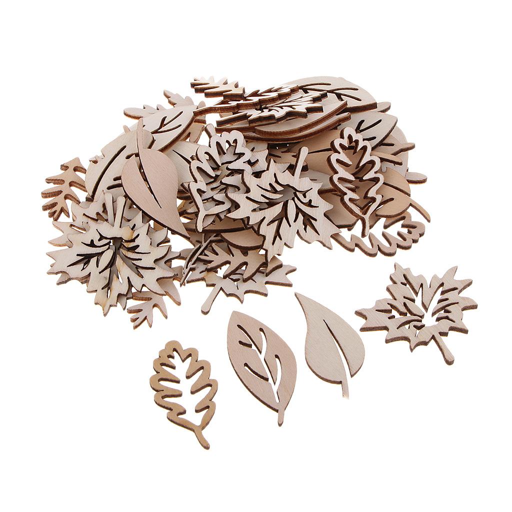 50 Pieces Wooden Leaves Embell - Christmas Craft Embellishment avaliação e preço