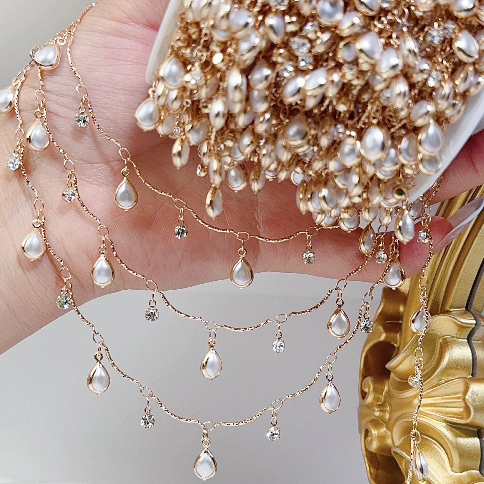 0.5/1/2M Exquisite Curved Stic - Pearl Trim Chain avaliação e preço