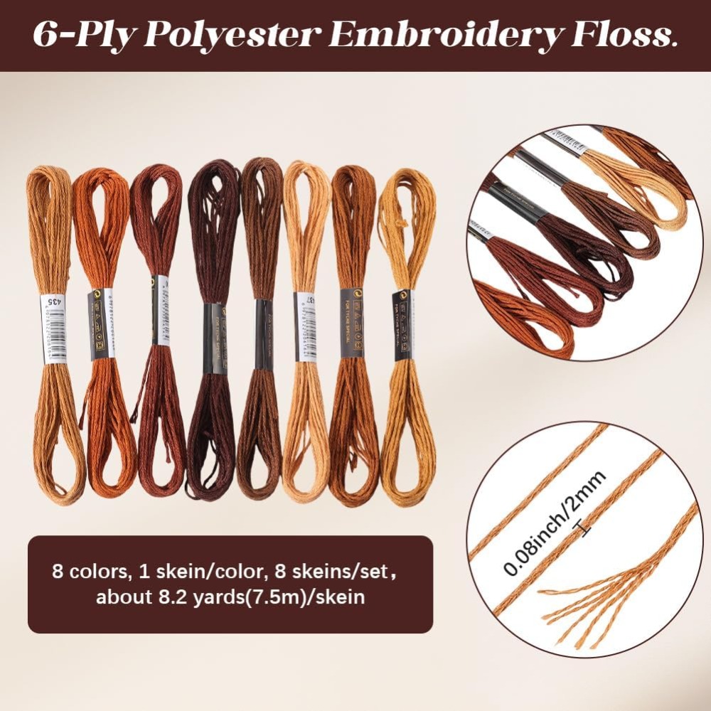 8 Skeins 6 Strands Brown Embro - Embroidery Embellishments avaliação e preço