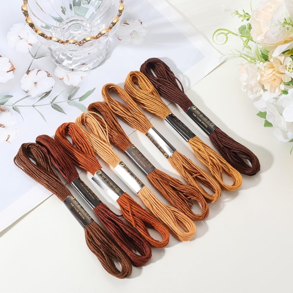 8 Skeins 6 Strands Brown Embro - Embroidery Embellishments avaliação e preço