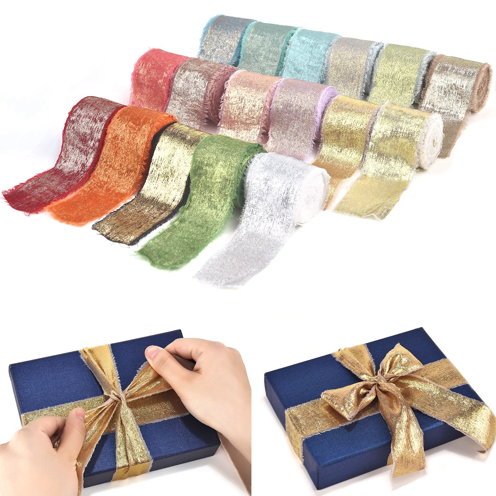 5Yards/Roll Hand Torn Rough Ed - Velvet Ribbon Roll avaliação e preço