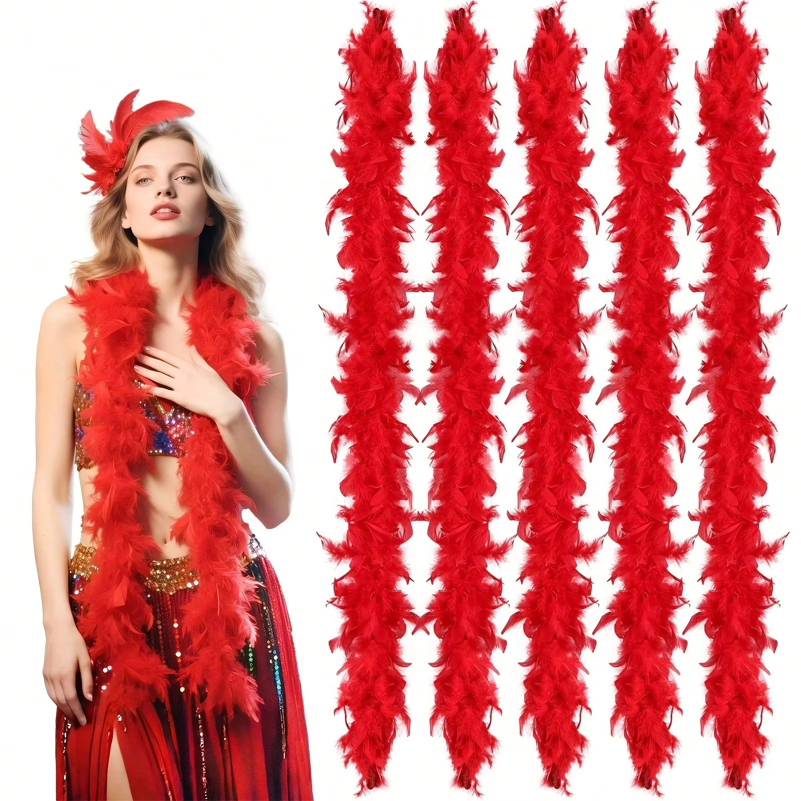Red Marabou Feather Boa Trim F - Feather Trim Marabou avaliação e preço