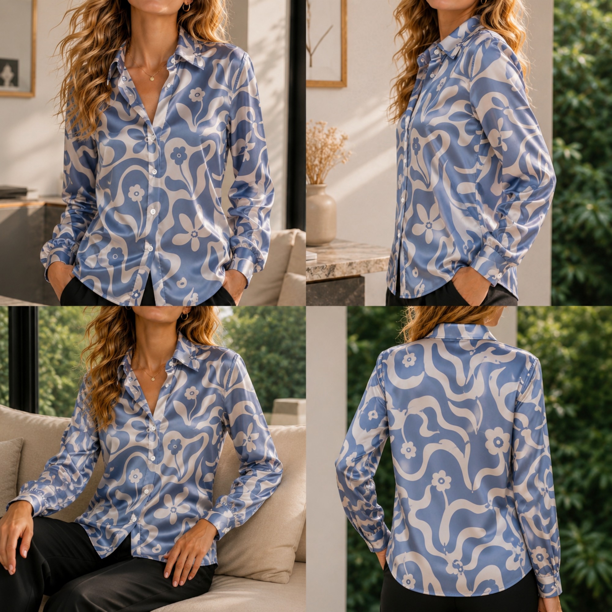 Women Green Satin Blouse White - Embellish Knit avaliação e preço