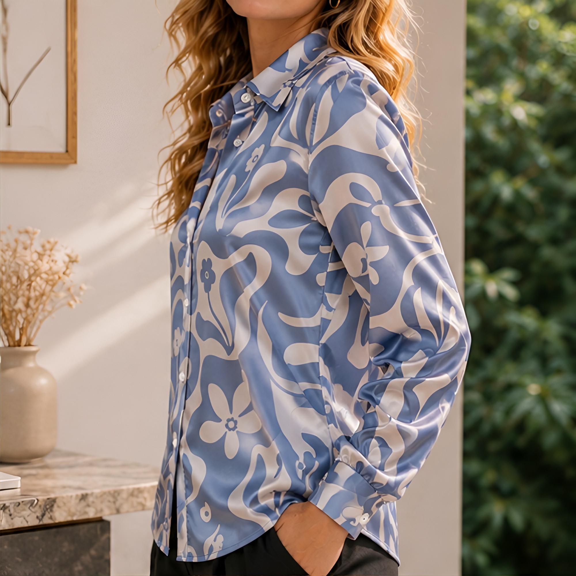 Women Green Satin Blouse White - Embellish Knit avaliação e preço