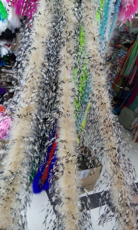 2Yards/lot Luxury Khaki&BLACK& - Feather Trim Marabou avaliação e preço