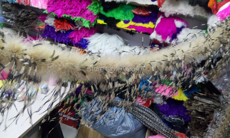 2Yards/lot Luxury Khaki&BLACK& - Feather Trim Marabou avaliação e preço