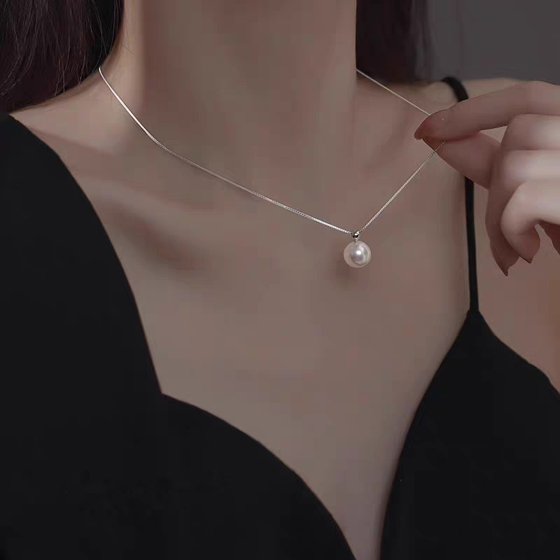 925 Sterling Silver 8mm Pearl  - Pearl Trim Chain avaliação e preço