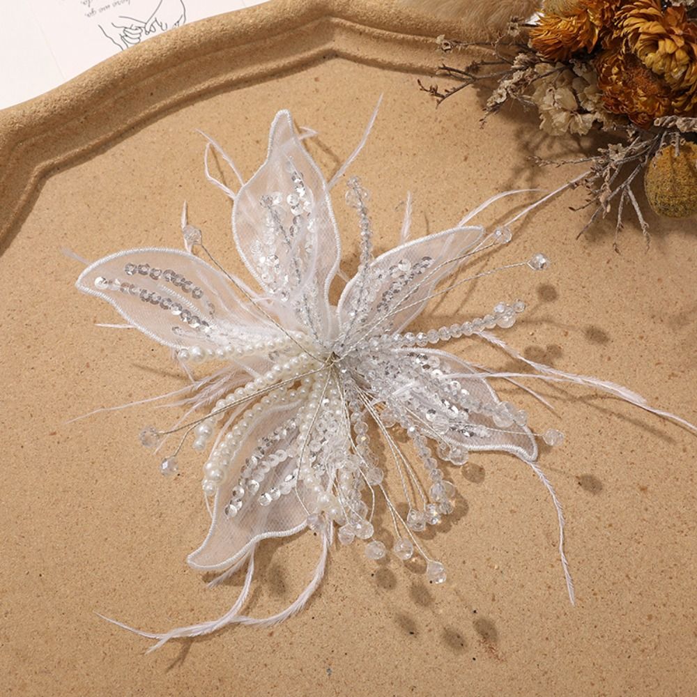 1PC Feather Pearl 3D Organza F - Applique Patch Flower avaliação e preço