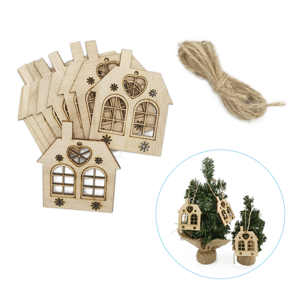 10pcs Wooden Hollow House Cuto - Christmas Craft Embellishment avaliação e preço