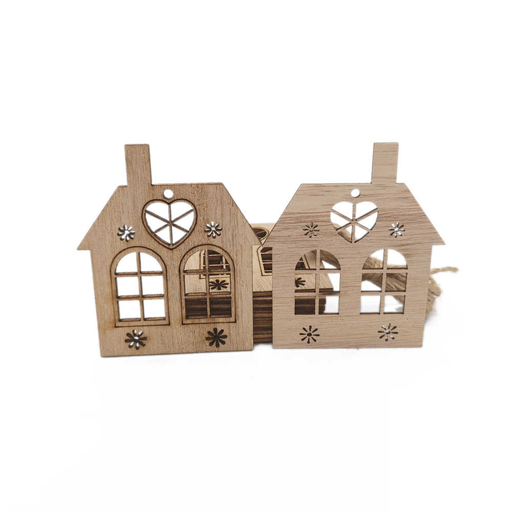 10pcs Wooden Hollow House Cuto - Christmas Craft Embellishment avaliação e preço