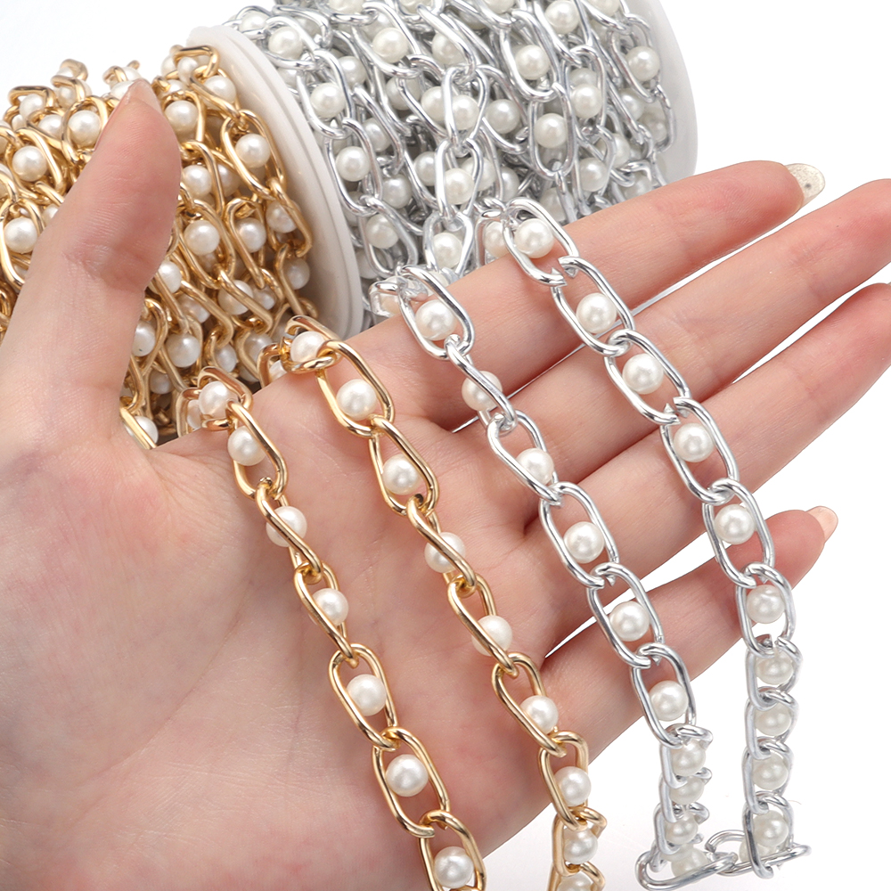 5Yards/Roll Beaded Chain Imita - Pearl Trim Chain avaliação e preço