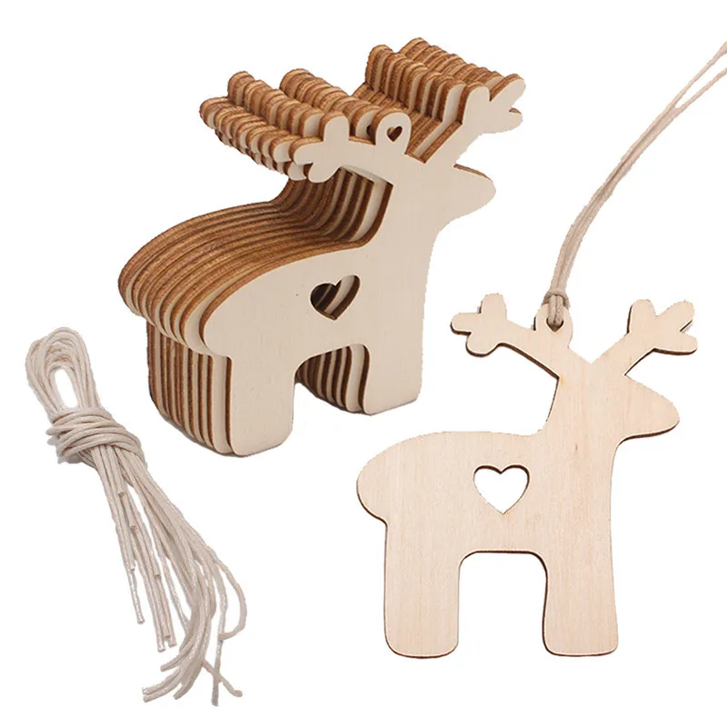 10PCS Wooden Tree Bell Deer Un - Christmas Craft Embellishment avaliação e preço