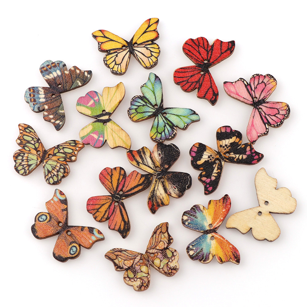 50pcs Butterfly wooden button  - Embellishments For Scrapbooking avaliação e preço