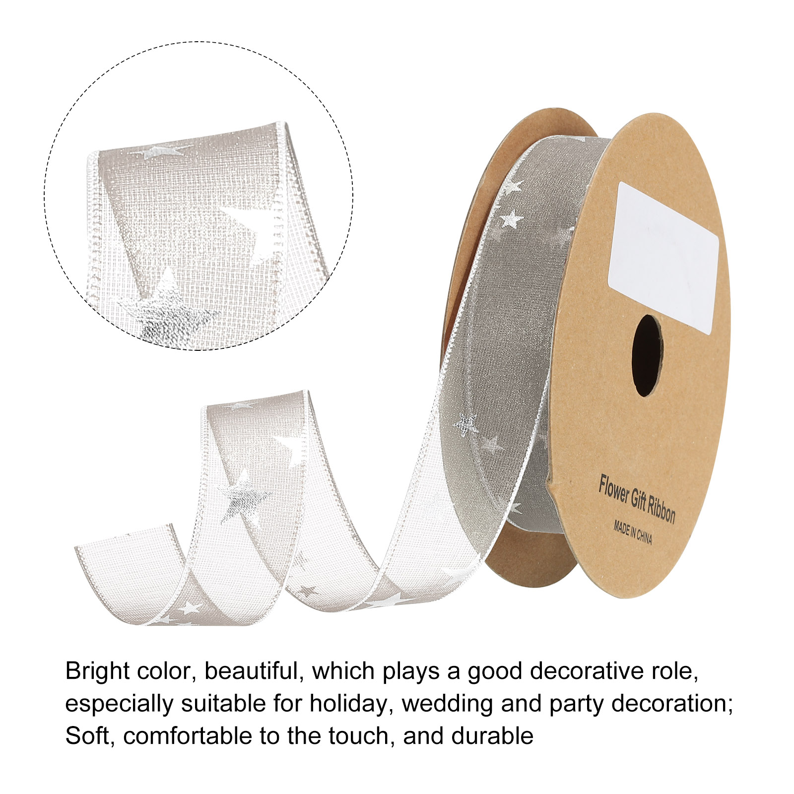 1 Inch 20 Yard Star Organza Sh - Organza Ribbon Spool avaliação e preço