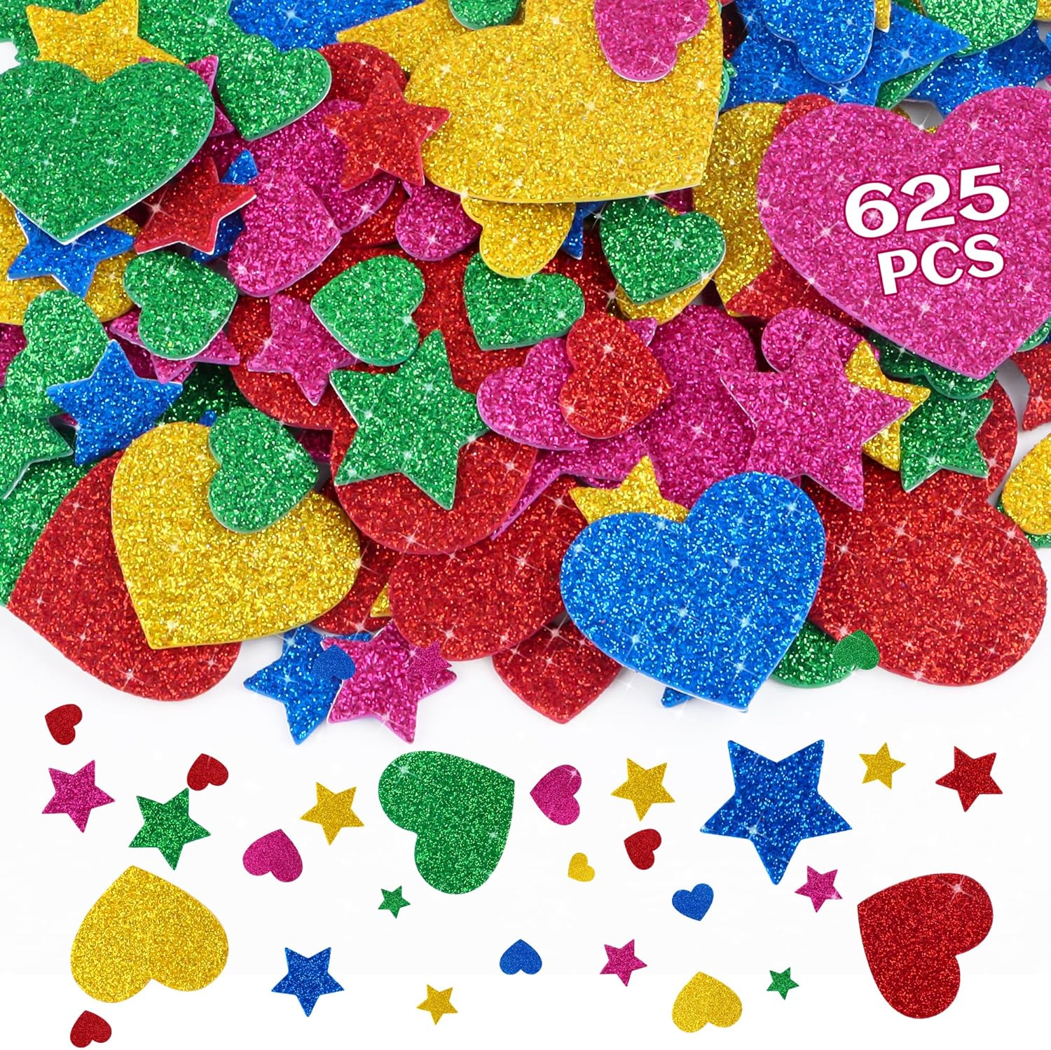 625Pcs Glitter Heart Foam Stic - Glitter Vinyl Roll avaliação e preço
