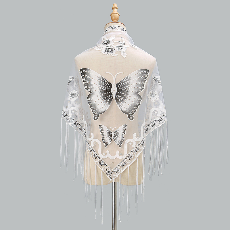 Fashion Triangle Scarf Butterf - Tassel Fringe Trim avaliação e preço