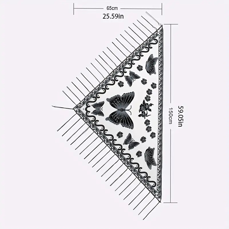 Fashion Triangle Scarf Butterf - Tassel Fringe Trim avaliação e preço