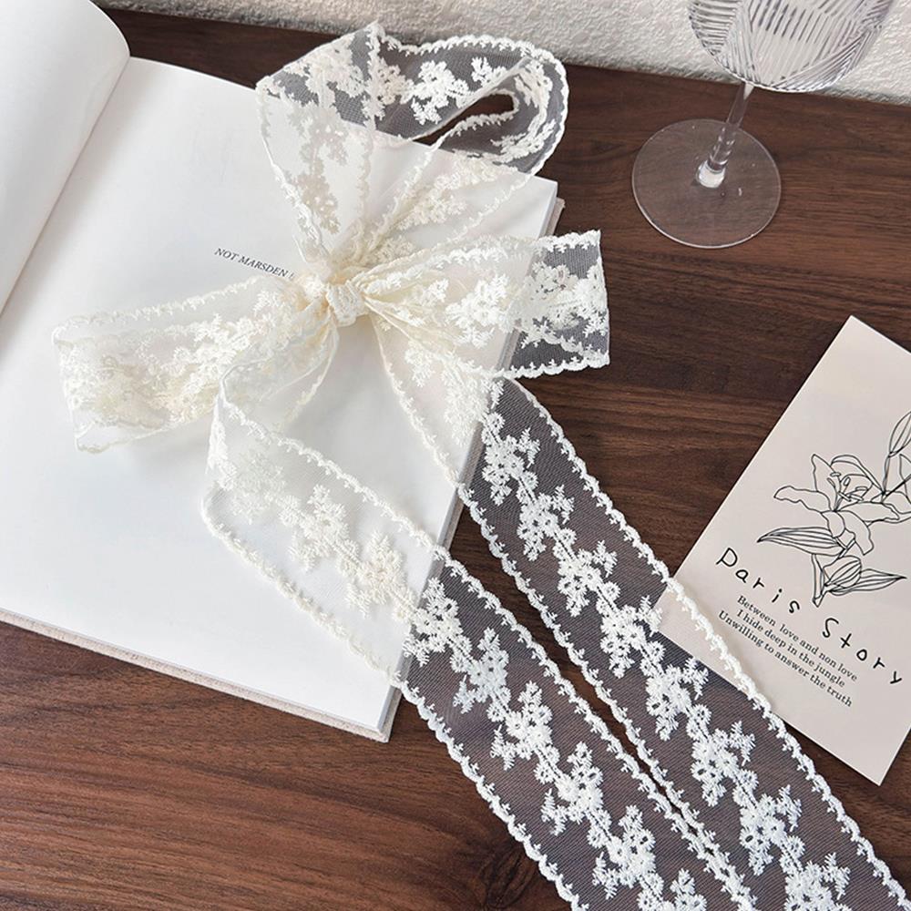 Elegant Lace Scarf Bow Necklac - Lace Ribbon Trim avaliação e preço
