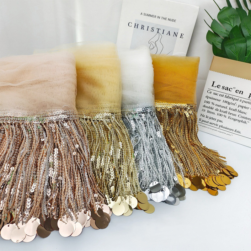 10 Yards Sequins Tassel Lace T - Fringe Ribbon Sewing avaliação e preço