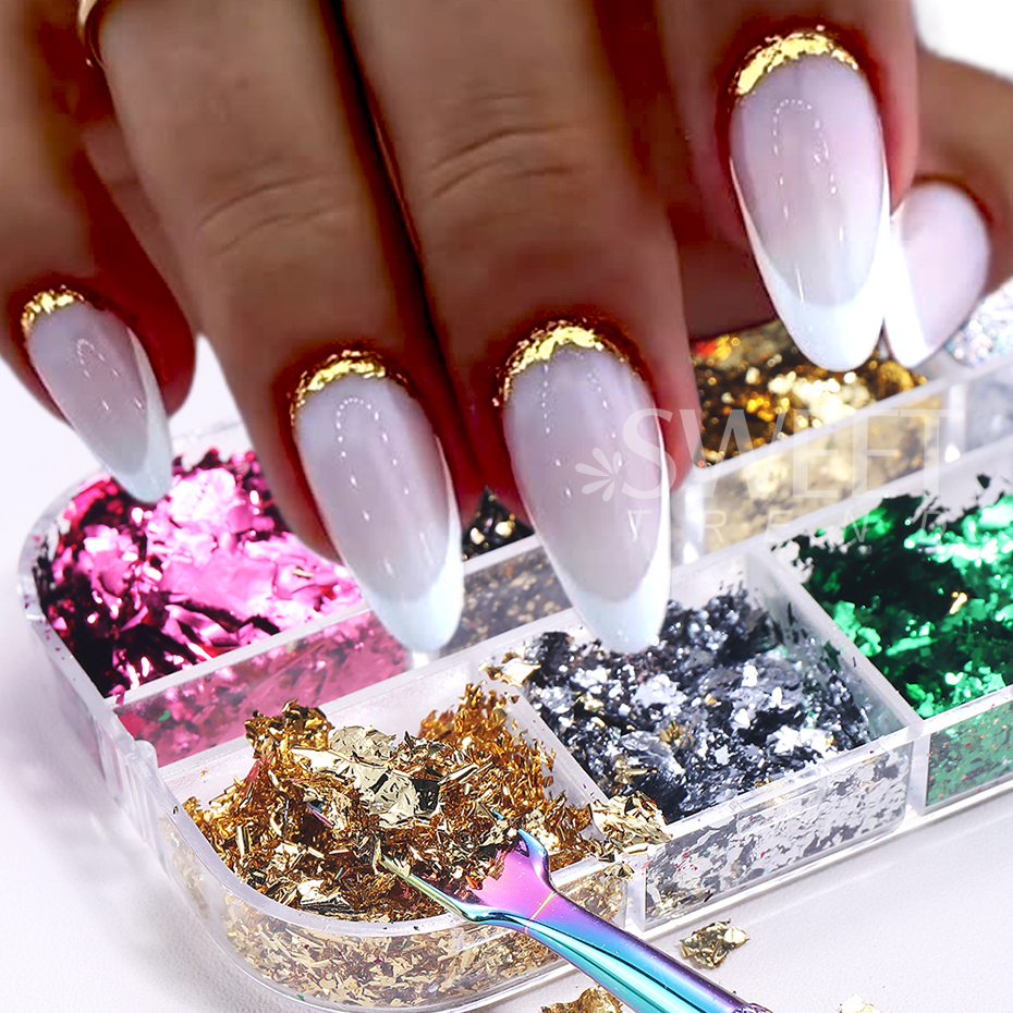 12 Grids Golden Foils Nails Gl - Glitter Vinyl Roll avaliação e preço