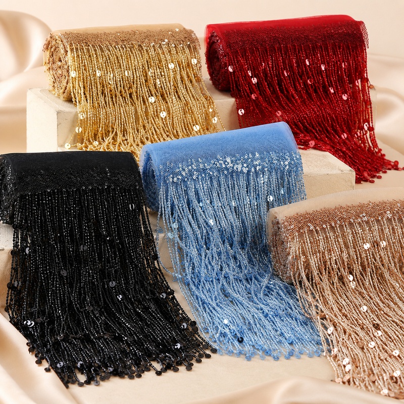 1/2/3/4Meters 20cm Beaded Sequ - Beaded Trim Fringe avaliação e preço