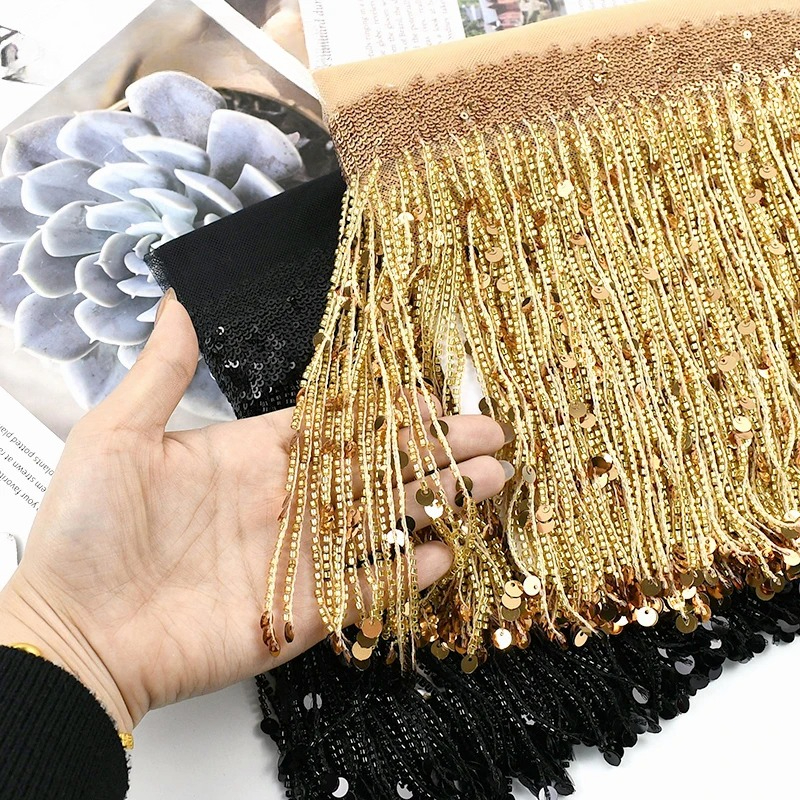 1/2/3/4Meters 20cm Beaded Sequ - Beaded Trim Fringe avaliação e preço