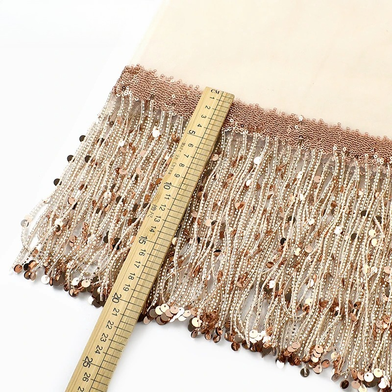 1/2/3/4Meters 20cm Beaded Sequ - Beaded Trim Fringe avaliação e preço