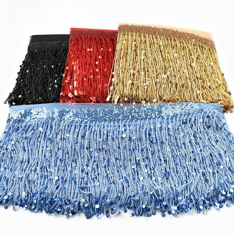 1/2/3/4Meters 20cm Beaded Sequ - Beaded Trim Fringe avaliação e preço