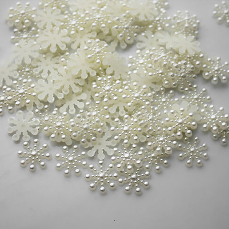 100pcs White Pearl Resin Snowf - Christmas Craft Embellishment avaliação e preço