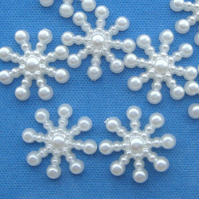 100pcs White Pearl Resin Snowf - Christmas Craft Embellishment avaliação e preço