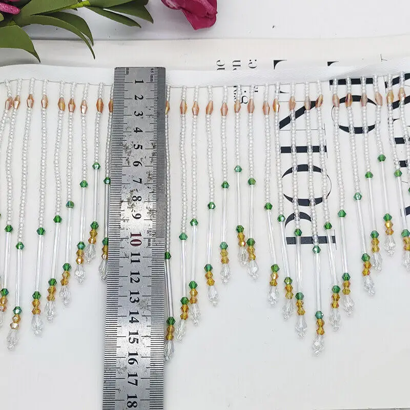 Glass Tube Fringe Tassel 16cm  - Beaded Trim Fringe avaliação e preço