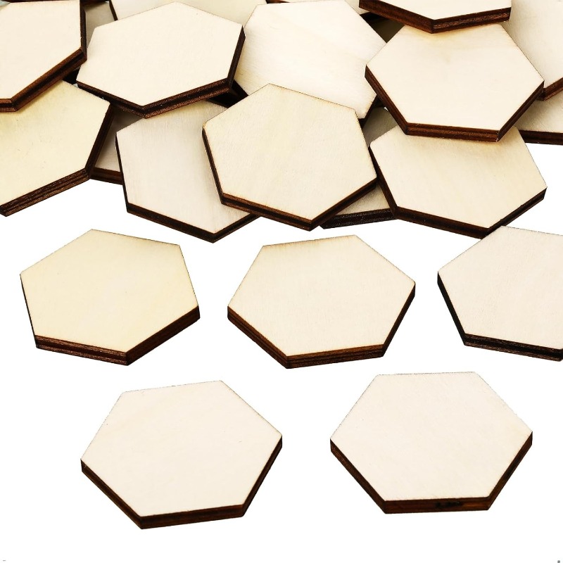 50PCS 4CM Unfinished Wood Hexa - Embellish Craft avaliação e preço