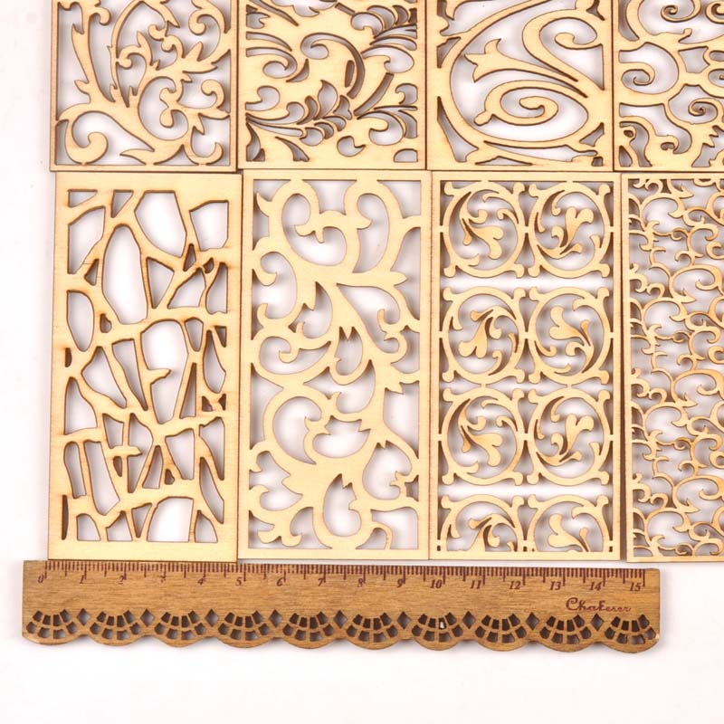 5Pcs Hollow Lace Wood Crafts F - Embellishments For Scrapbooking avaliação e preço