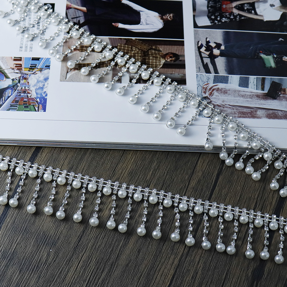 Crystal Rhinestone Pearl Trim  - Pearl Trim Chain avaliação e preço