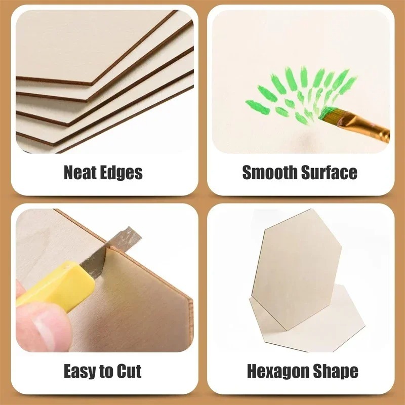 10-120mm Wooden Hexagon Blank  - Embellish Craft avaliação e preço