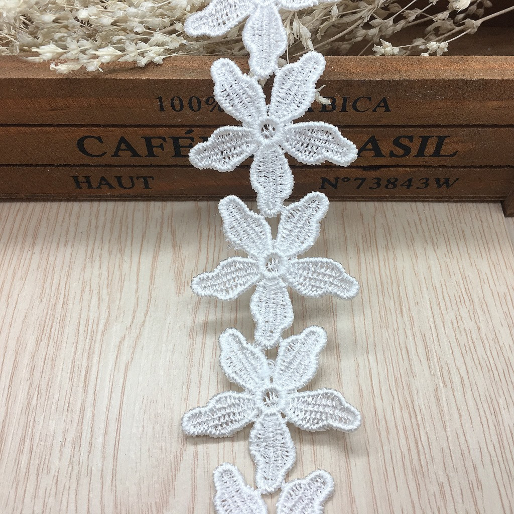 Embroidered Five-leaf Flower O - Lace Ribbon Trim avaliação e preço